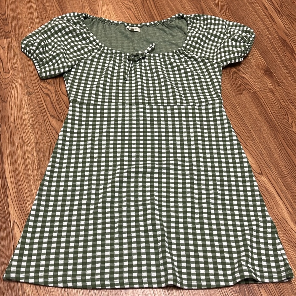 MADEWELL Women's Green/White Checkered Dress Size Medium - Picture 3 of 11